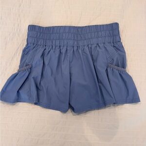 Free People Blue-Gray Athletic Shorts with Elastic Waistband